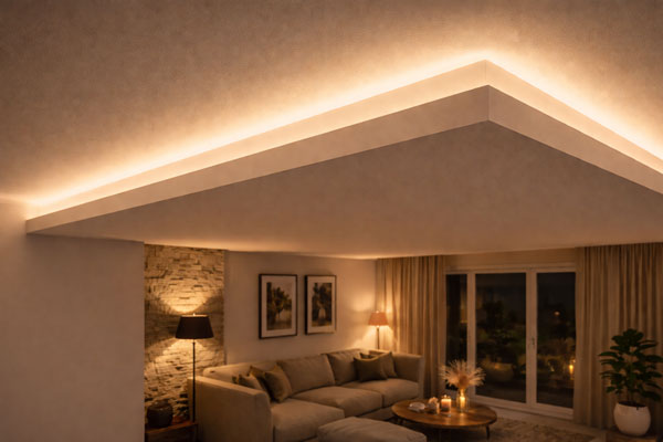 LED Beleuchtung / abgehängte Decke / Wonhbereich / warmweiß