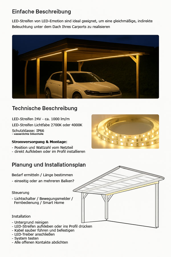 DIY Carport LED-Beleuchtung