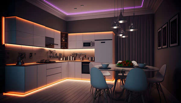 Ambiente Beleuchtung für die Küche in RGB oder RGBW