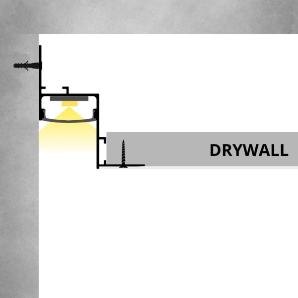 Montage eines Schattenfugenprofils für LED Beleuchtung im Trockenbau