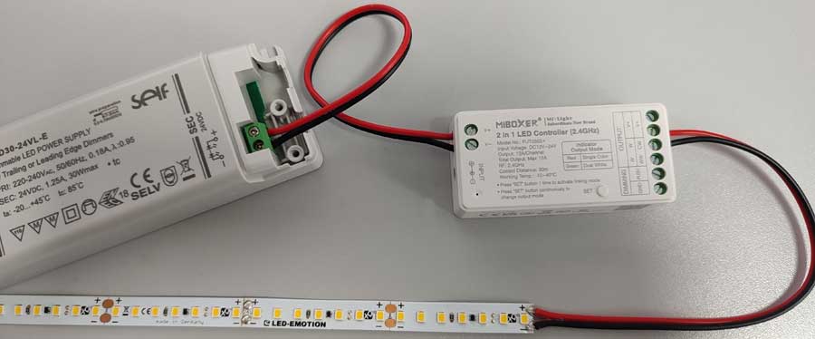 LED-Streifen Anschlussbild mit Controller