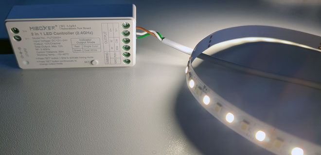 Anschluß Dualwhite - richtig - grüne LED leuchtet