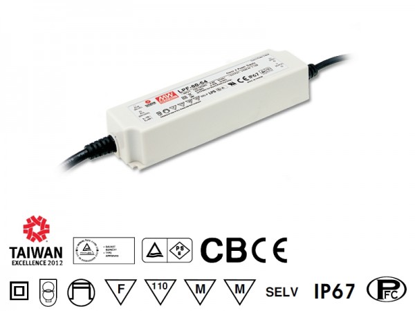 Möbeleinbaunetzteil 12V 60W IP67