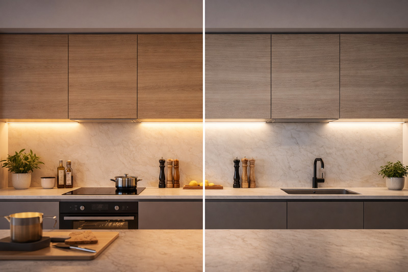 LED Lichtfarbe Küche Vergleich warmweiß neutralweiß