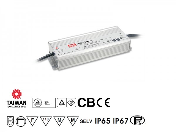 LED Netzteil Möbeleinbau 24V 320W 13.3A IP67 Poti/1-10V dimmbar