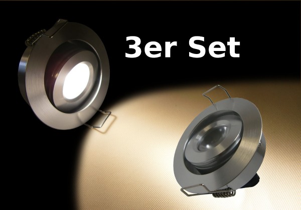 3er Set LED Einbauspot rund warmweiß