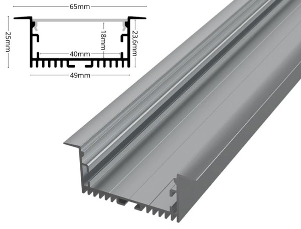 LED-Aluprofil Maxi Einbau eloxiert Abmaße