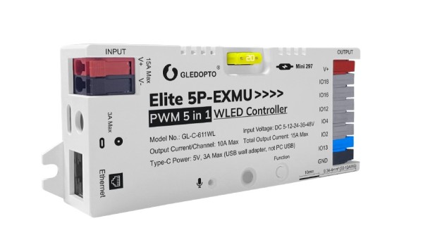 WLED 5-in-1 PWM-Controller LAN+Relais 48V