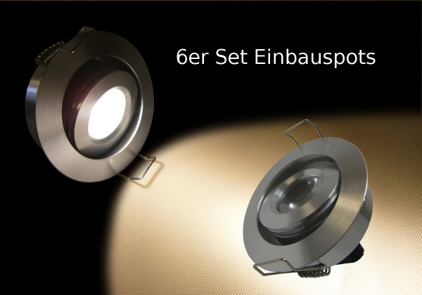 6er Set 2.3W LED Einbauspot rund warmweiß