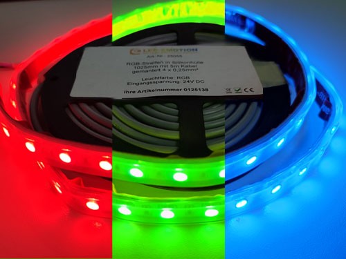 konfektionierter LED-Streifen RGB in Silikon-Hülle 1025mm 60LED/m 24V