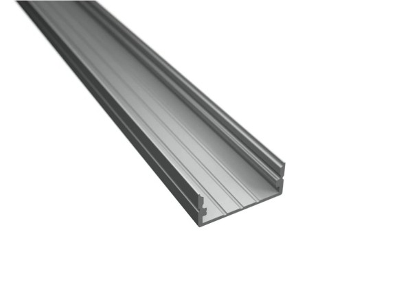 LED Aufbauprofil flach – Aluminium silber eloxiert