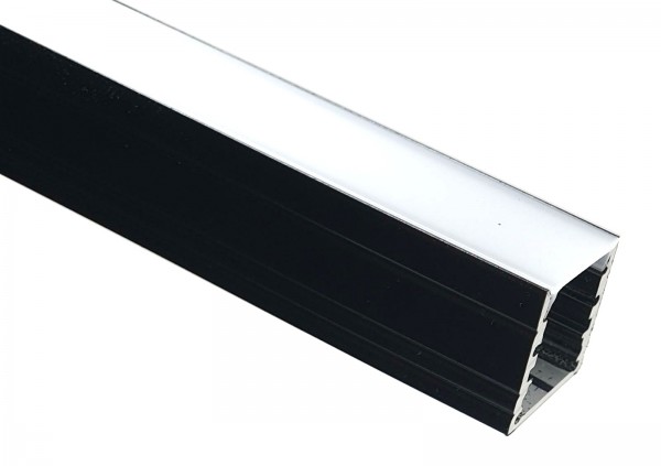 LED-Alu-Profil C-Line hoch schwarz mit Abdeckung