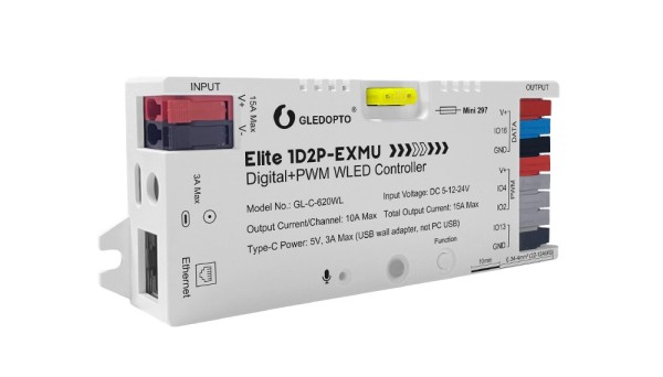 WLED LED-Controller 1xPixel + 2xPWM + LAN