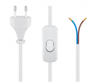 Kabel mit Eurostecker zum Konfektionieren - mit Schalter, 1,5 m, Weiß Kabel mit Eurostecker zum Konfektionieren - mit Schalter, 1,5 m, Weiß