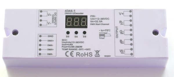 RGBW-DMX-Decoder 4x8A 192W max.