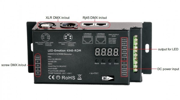 DMX-Decoder 5 Kanal RDM 16-bit