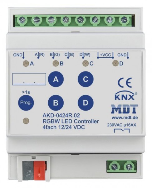MDT 4-Kanal KNX RGBW LED Controller 12/24V Hutschiene