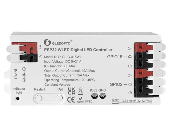 WLED LED-Pixel-Controller 2 Kanal Front